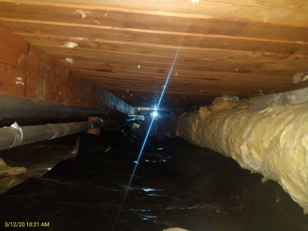 Recently installed crawlspace vapor barrier